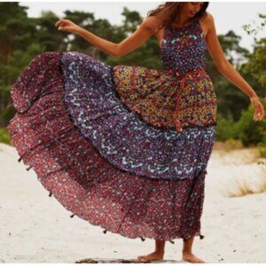 RARE! Bhanuni by Jyoti Anthropologie Marala Multicolor Tier Maxi Dress